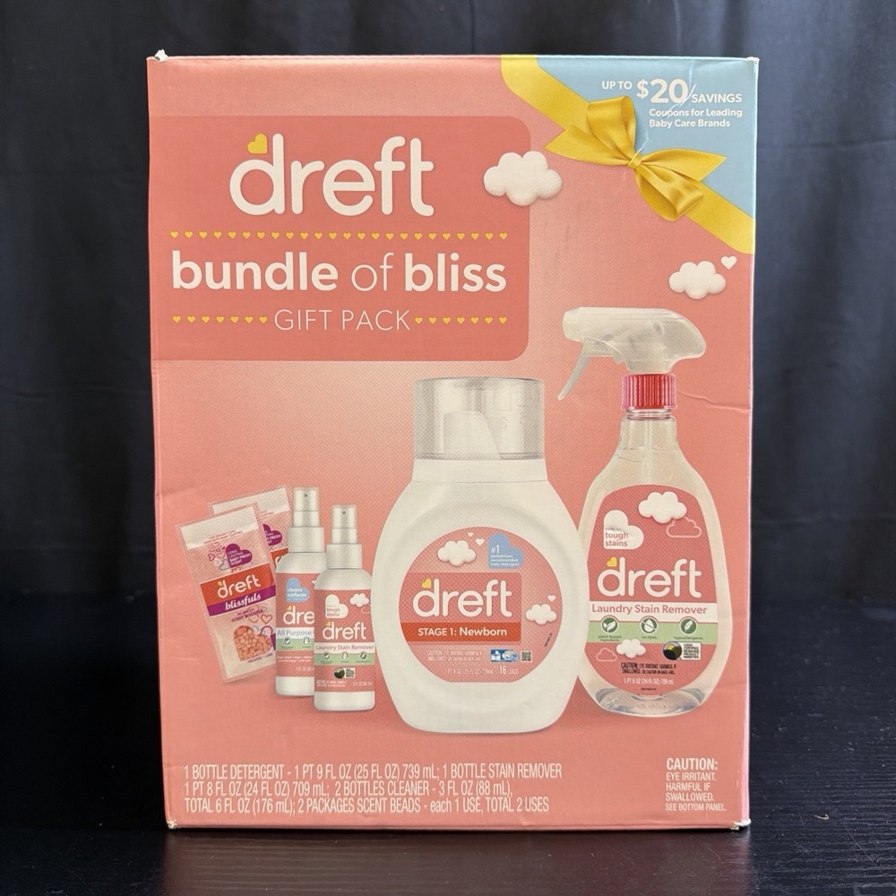 Dreft Bundle of Bliss Baby Gift Set with Laundry Detergent and Stain Remover NIB